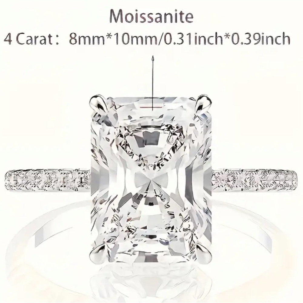 Moissanite ring 925 sterling silver with 4 CT stone
